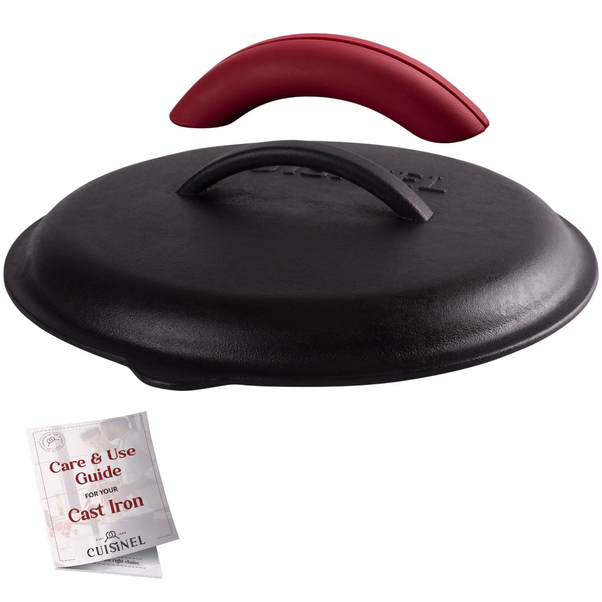 Tapa de hierro Cuisinel 12 pulgadas, compatible y retiene calor para cocción estable