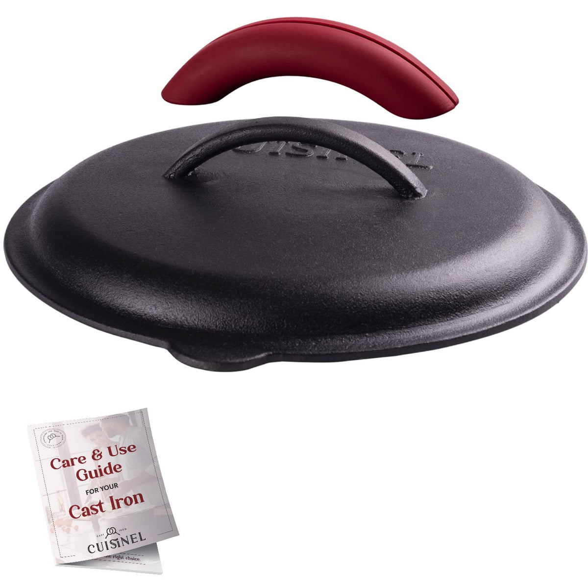 Tapa de hierro fundido Cuisinel para sartén de 10 pulgadas con distribución uniforme del calor.