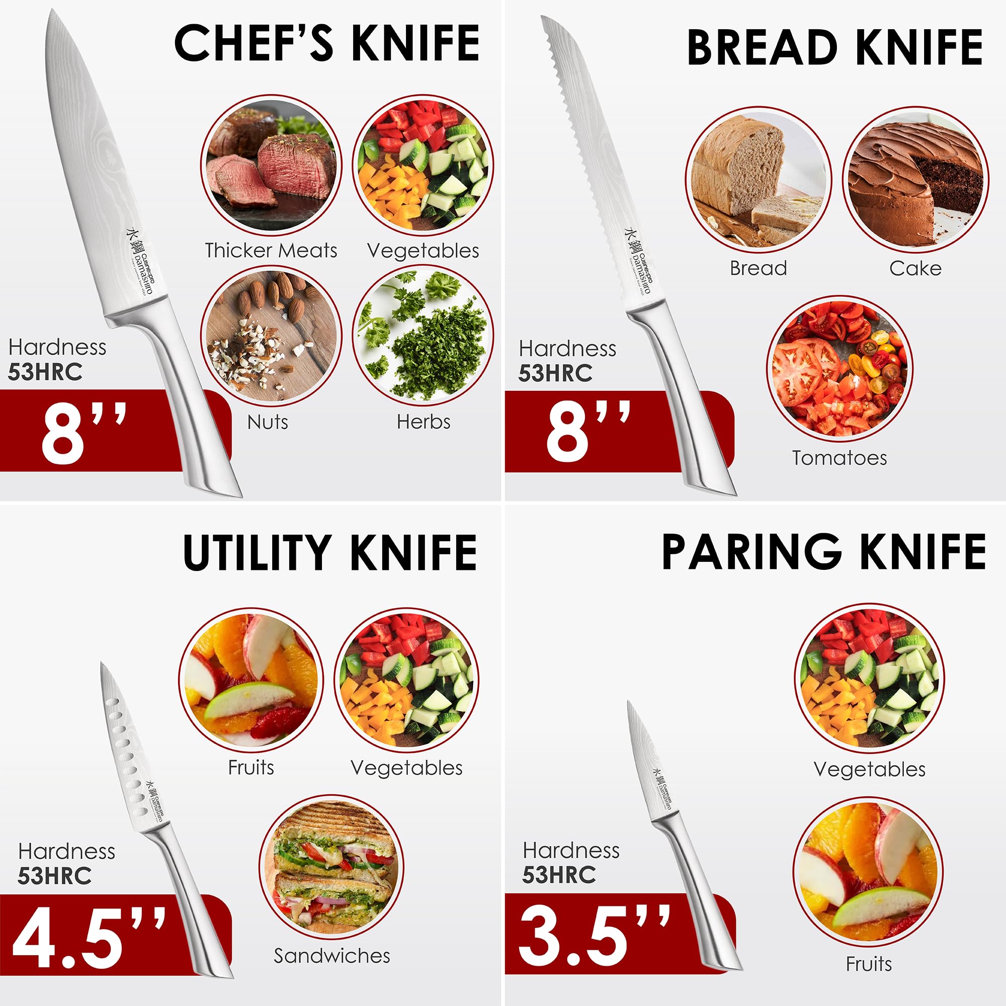 Cuisine::pro filo japonés 420J2, duradero y afilado para preparaciones diarias