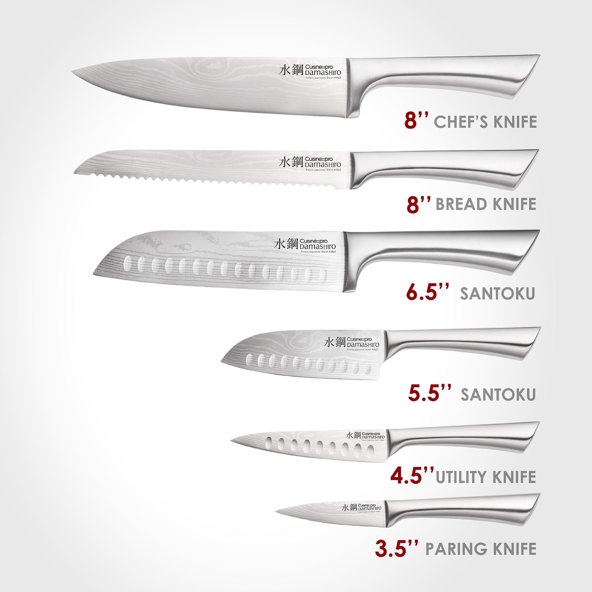 Cuisine::pro set de 7 cuchillos de chef Kumi, rendimiento versátil para cortes precisos