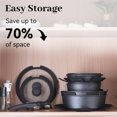 Cuisinluv ollas apilables, ahorro de espacio en la cocina.