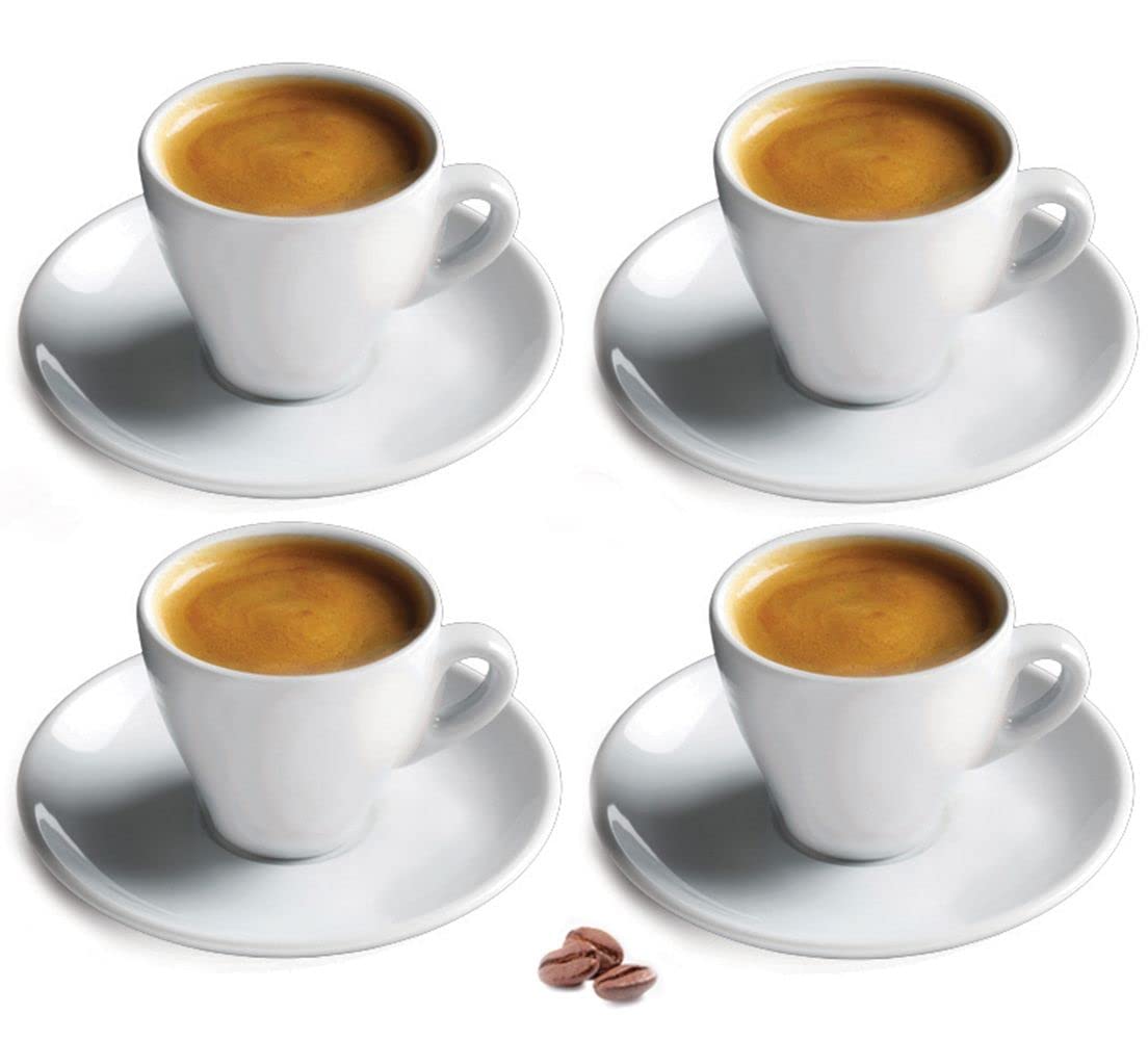 Conjunto Cuisinox de tazas espresso en porcelana blanca, 4 piezas para servicio diario.