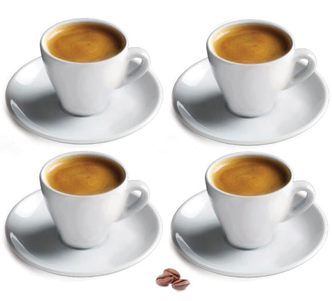Conjunto Cuisinox de tazas espresso en porcelana blanca, 4 piezas para servicio diario.