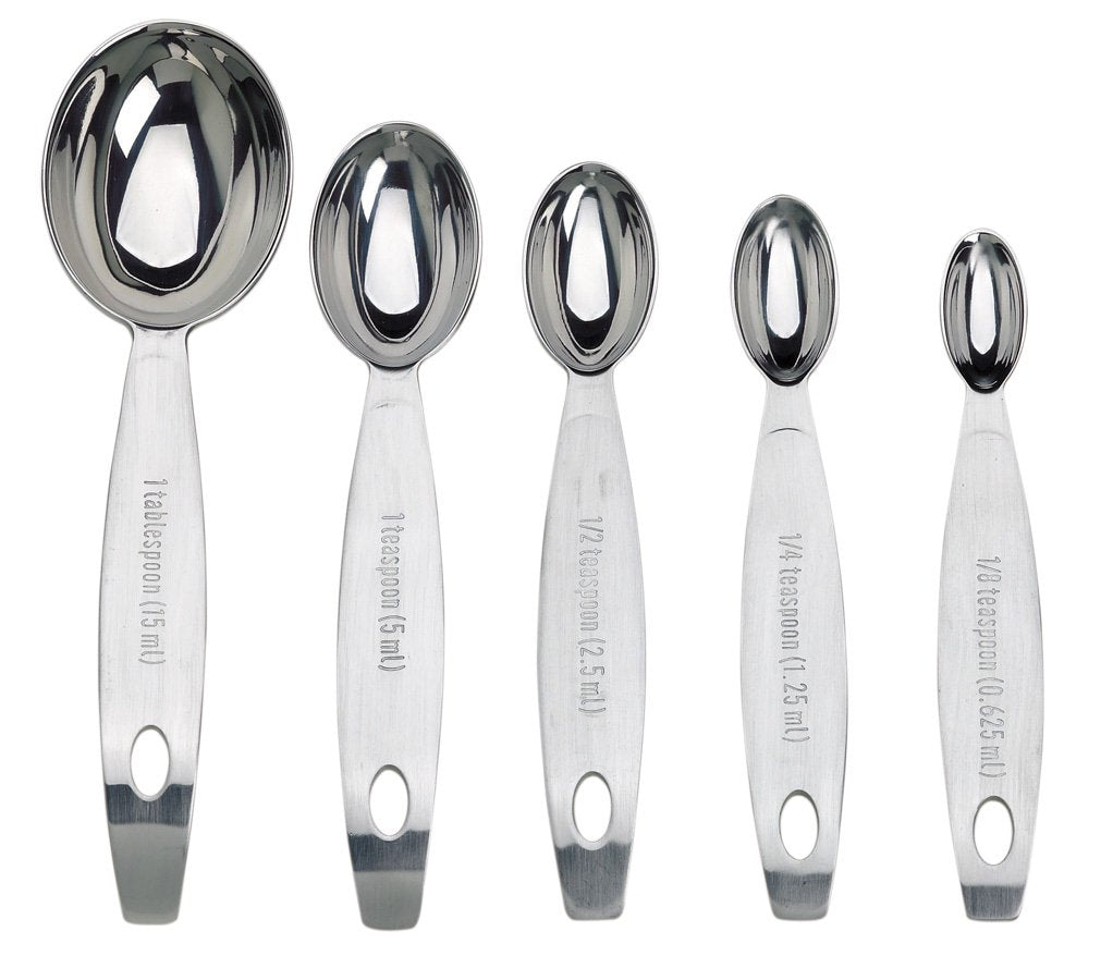 Cuisipro cucharas 1/2, mango curvado para reposar sin volcar.