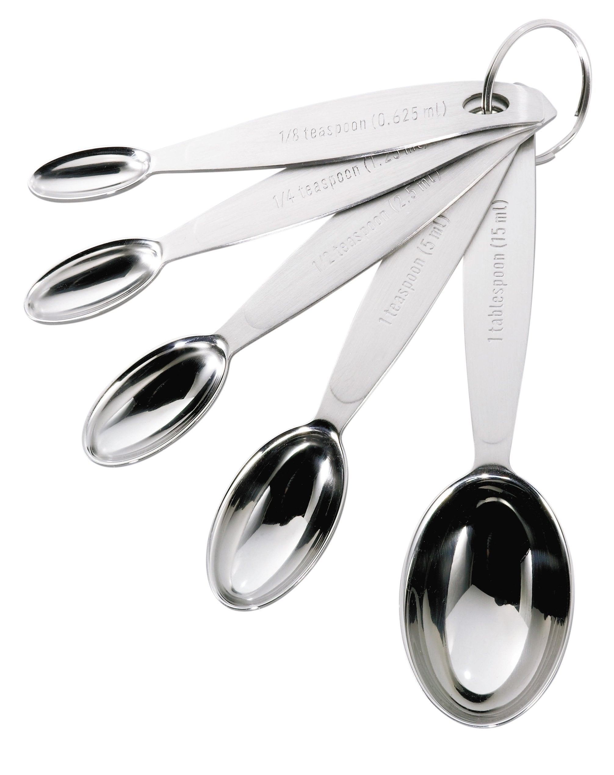 Cuisipro cucharas medidoras de acero inoxidable 1/8, ideales para especias en frascos pequeños.