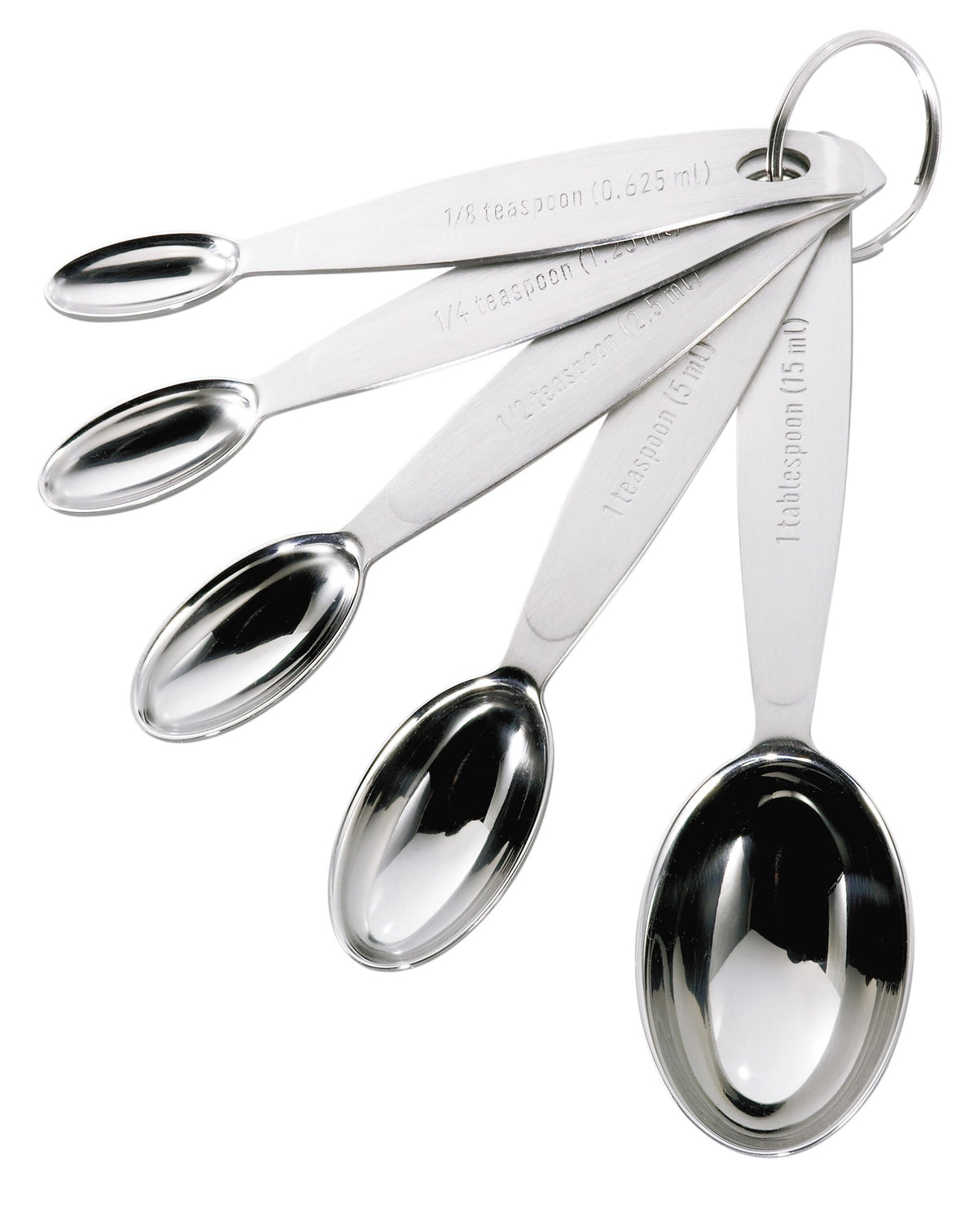 Cuisipro cucharas medidoras de acero inoxidable 1/8, ideales para especias en frascos pequeños.