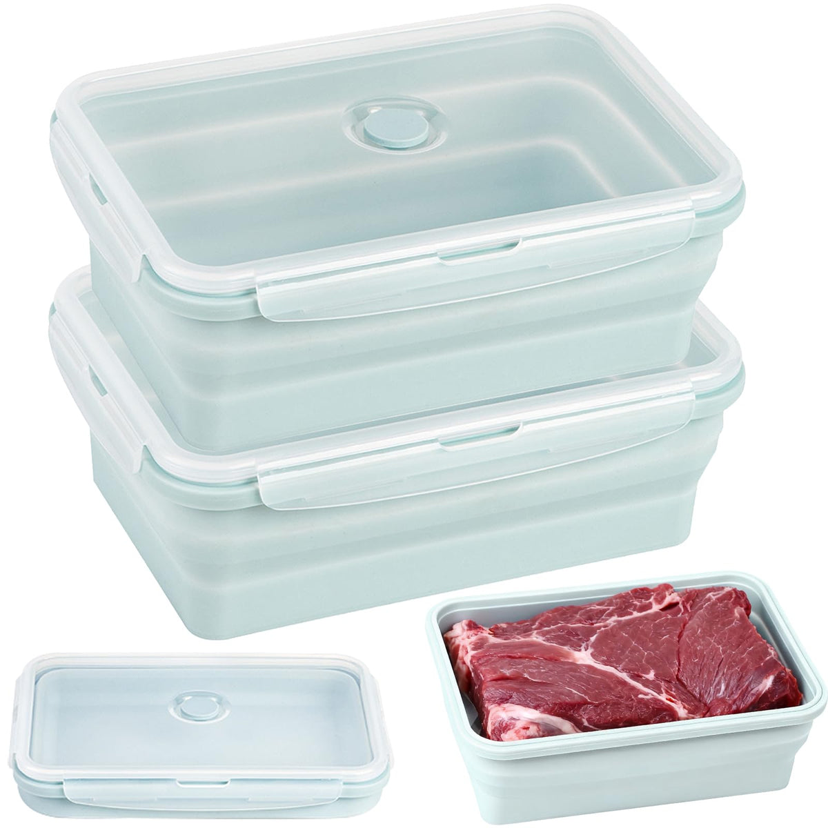 CUISITOOL contenedores plegables de silicona 2000 ml para marinar y almacenar grandes porciones.