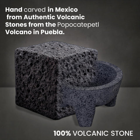 Cuitáxi molcajete hecho en México, apoya artesanos locales.