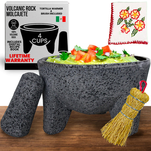 Cuitáxi molcajete de piedra volcánica de 8 pulgadas para moler especias y salsas caseras.
