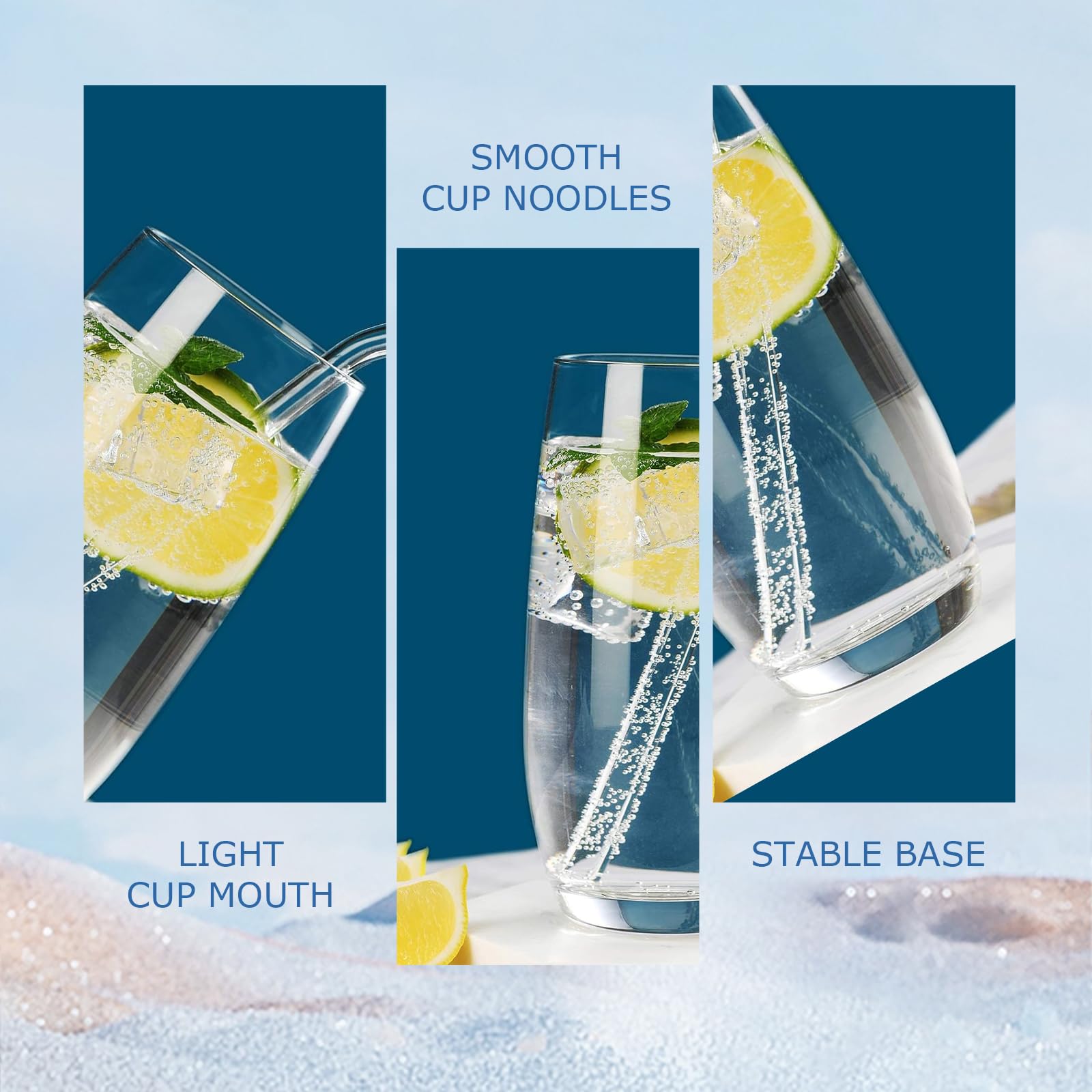 CUKBLESS vaso highball con base gruesa, mayor estabilidad en cada sorbo