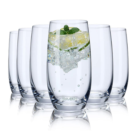 CUKBLESS vasos highball de cristal claro, frontal elegante para bebidas refrescantes