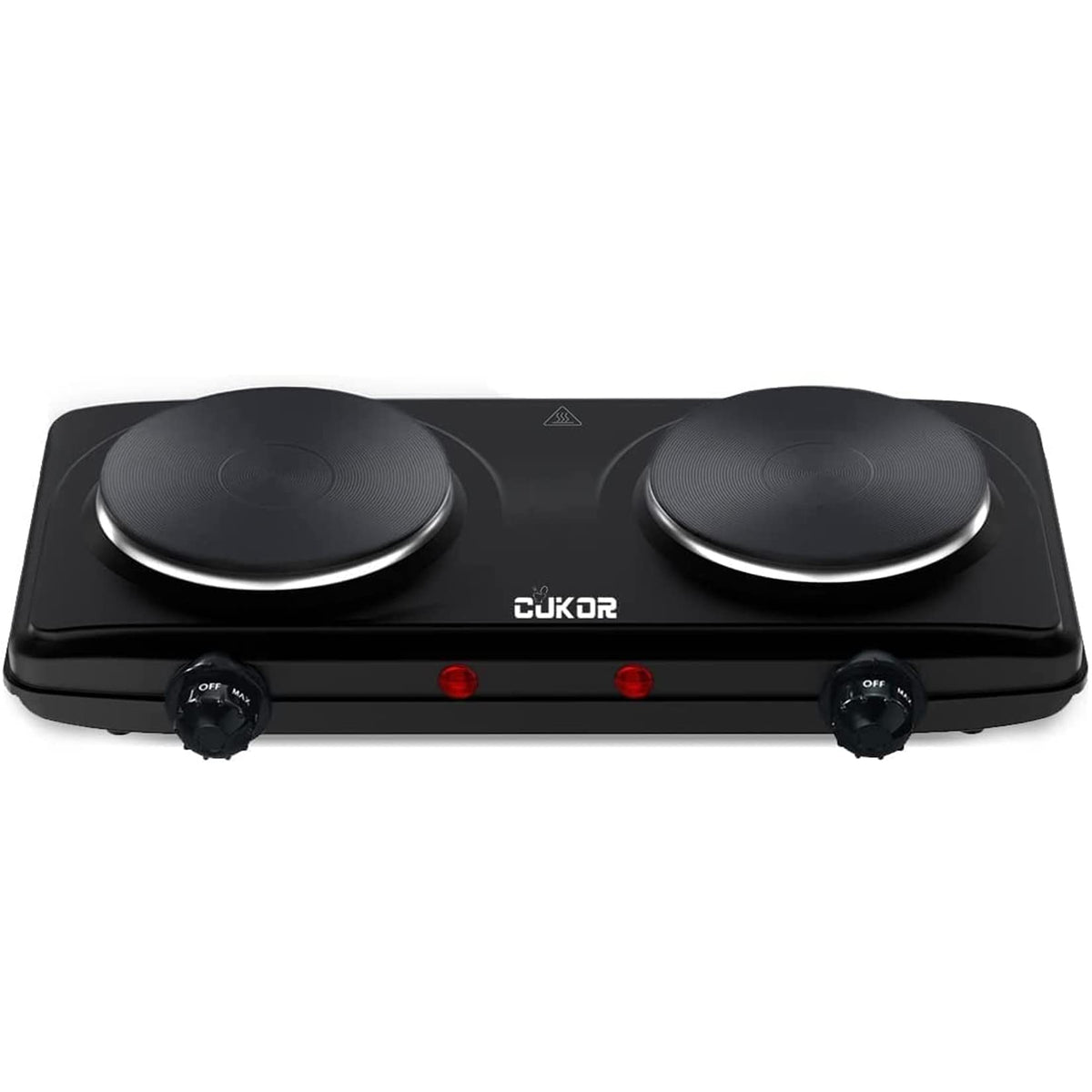 CUKOR doble quemador en placa eléctrica compacto ideal para cocinas pequeñas