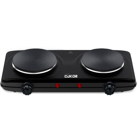 CUKOR doble quemador en placa eléctrica compacto ideal para cocinas pequeñas