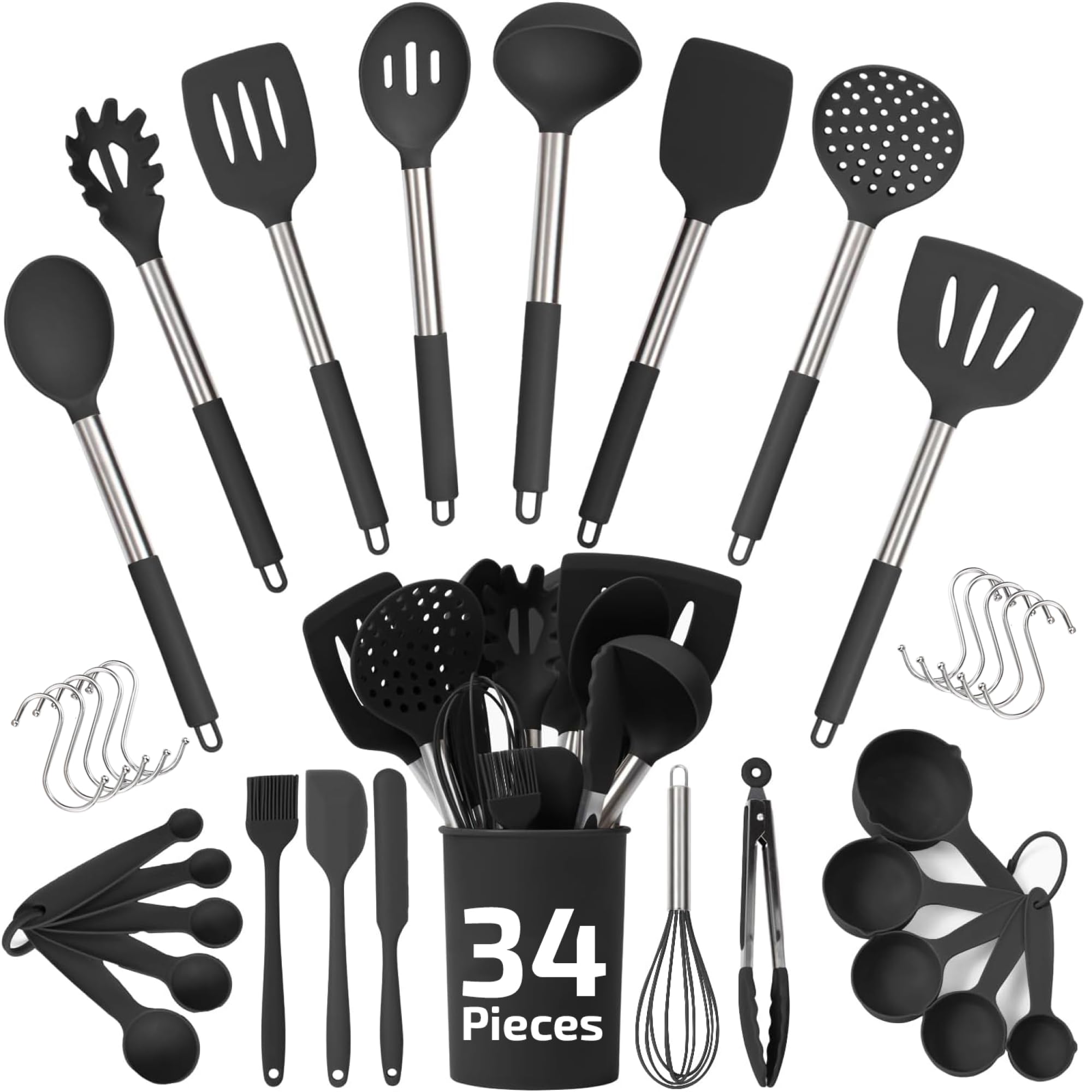 Culinary Couture set-utensilios-silicona-450f: utensilios resistentes al calor para cocinar sin rayar sartenes.