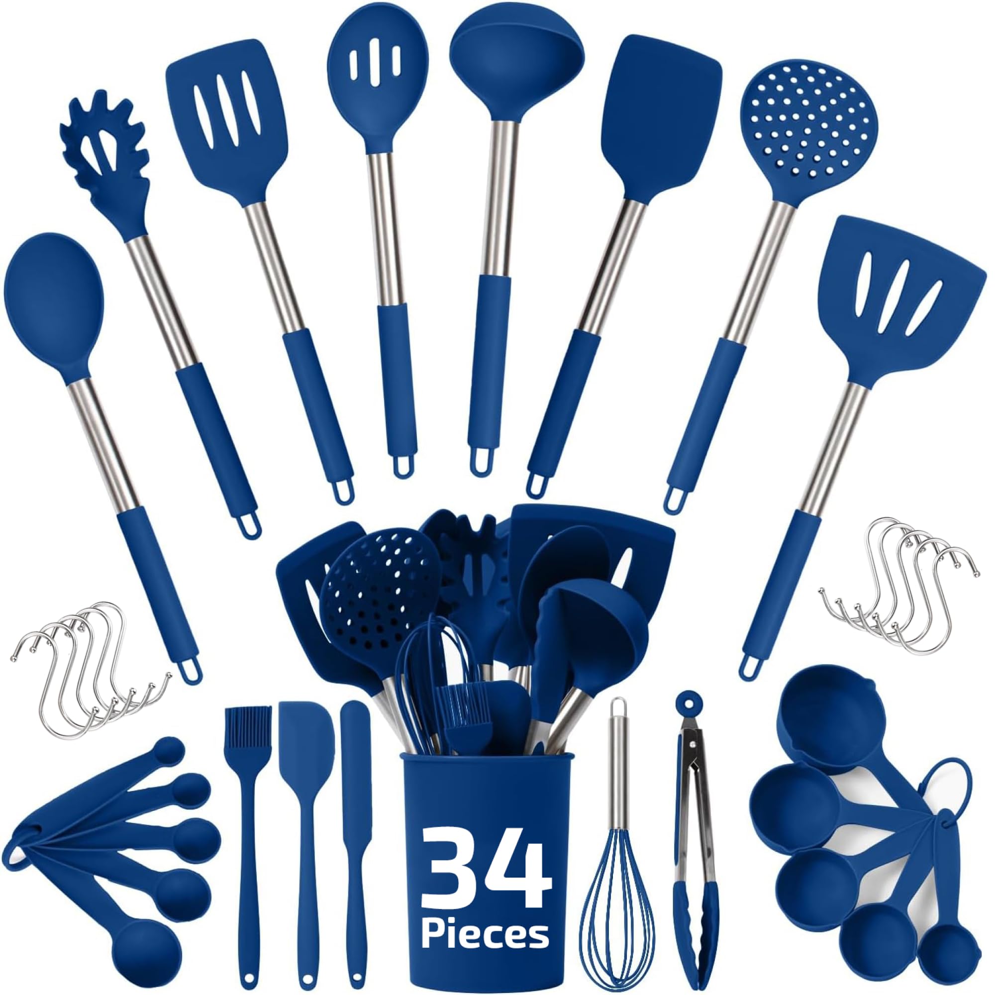 Culinary Couture set completo de utensilios de cocina azul, ideal para uso diario.