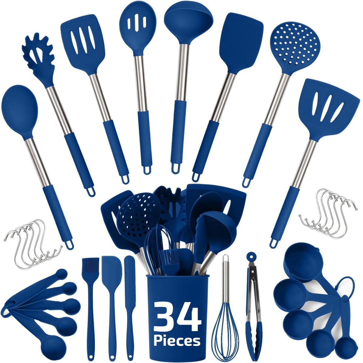 Culinary Couture set completo de utensilios de cocina azul, ideal para uso diario.