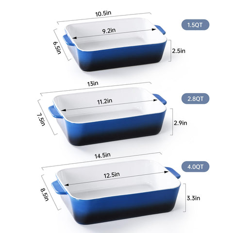 Culivora, bandeja rectangular cerámica azul gradiente para porciones pequeñas, uso diario.