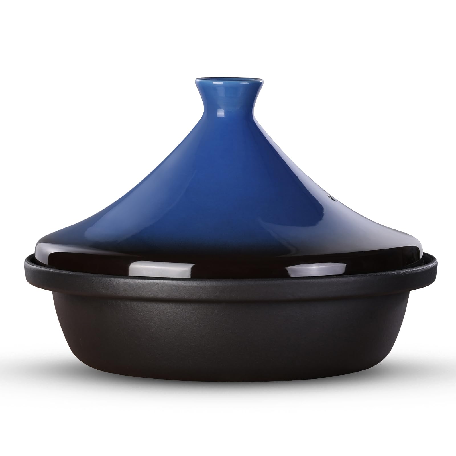 Culivora Tajine con tapa cerámica cónica azul para cocción uniforme y sabor profundo.