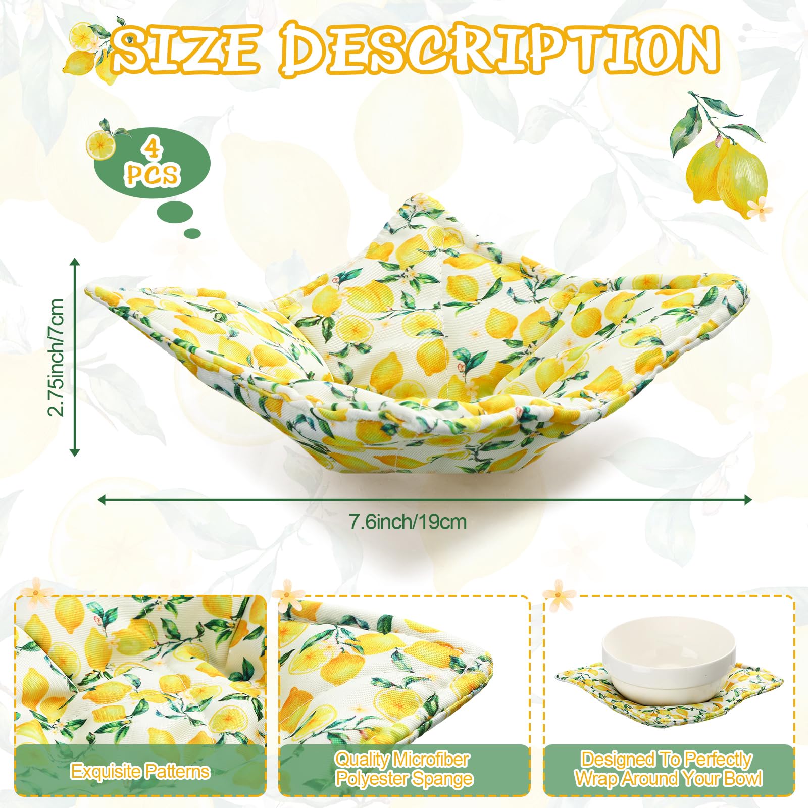 Apoyos Cunhill para tazones con diseño limón, protegen superficies.