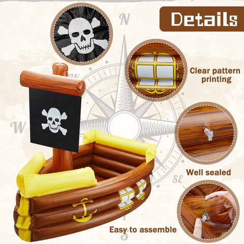 Cunhill Bandera negra con calavera en el barco inflable para ambiente aventurero.
