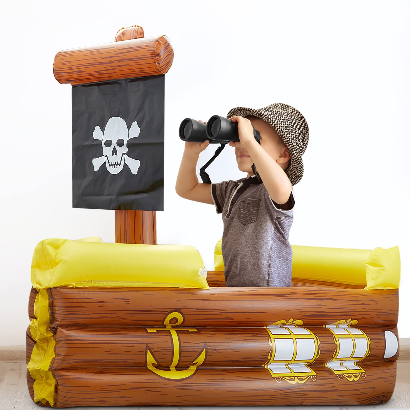 Cunhill Barco Pirata Inflable listo para uso en piscina y playa.