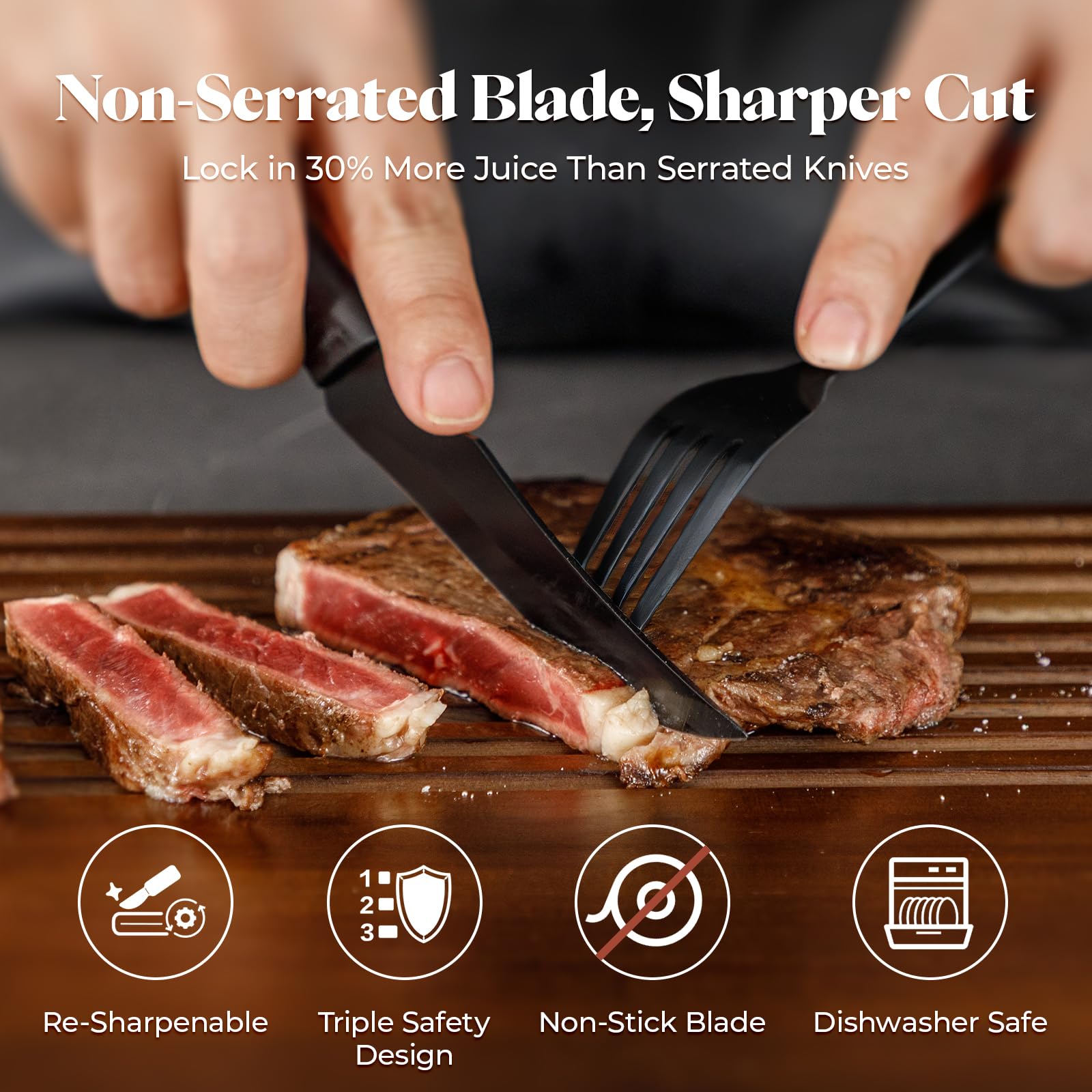 CuoCreate cuchillos filete rectos – mango ergonómico para agarre estable incluso con grasa.