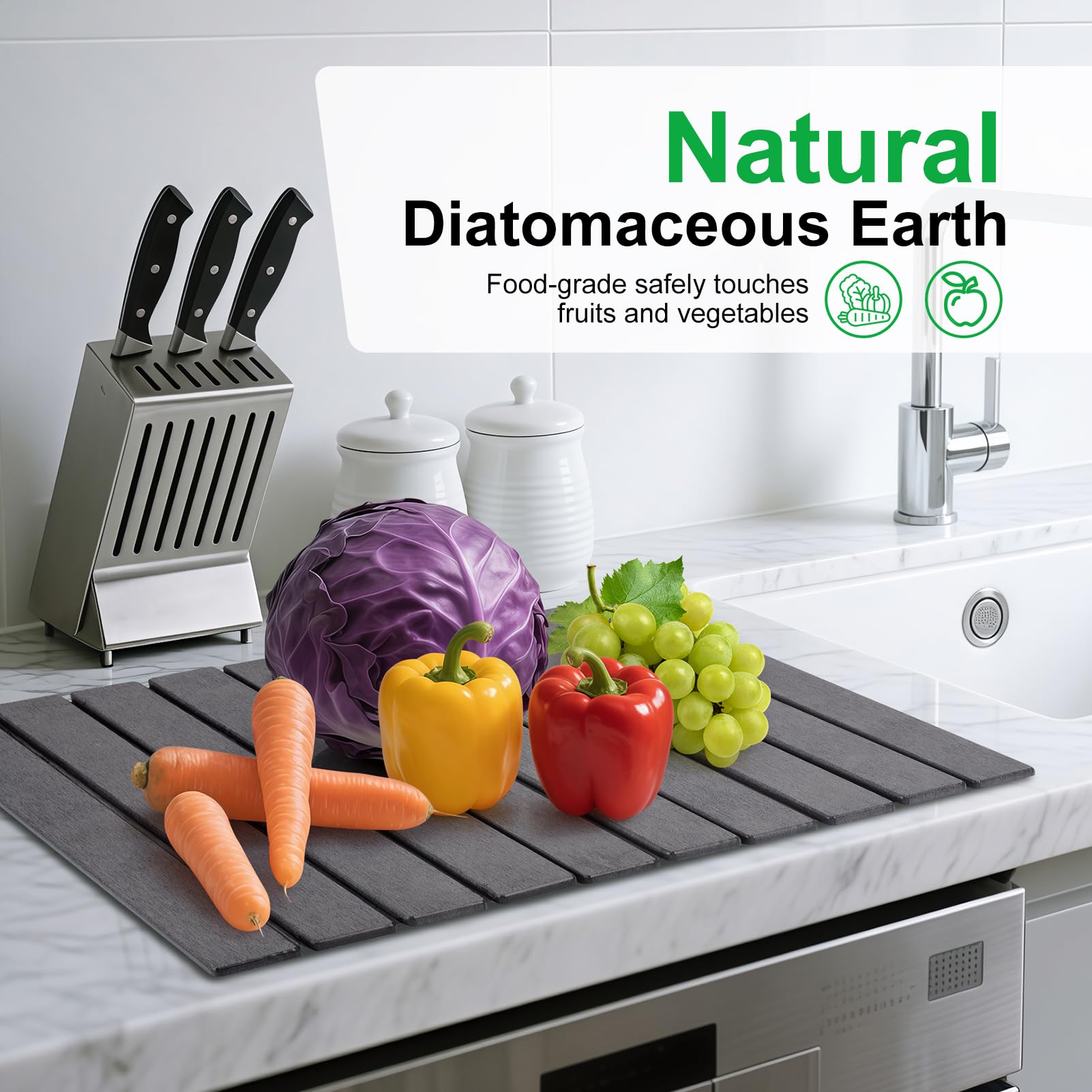 Cuomaop tierra diatomácea secado rápido: alta absorción para utensilios y frutas