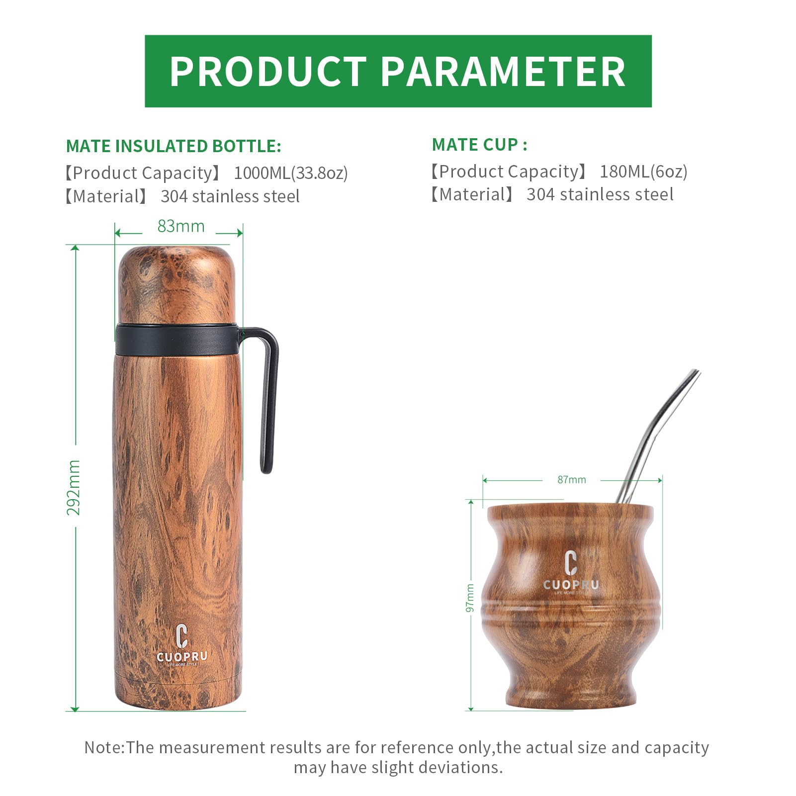 Cuopru mate calabaza moderno con doble pared conserva temperatura