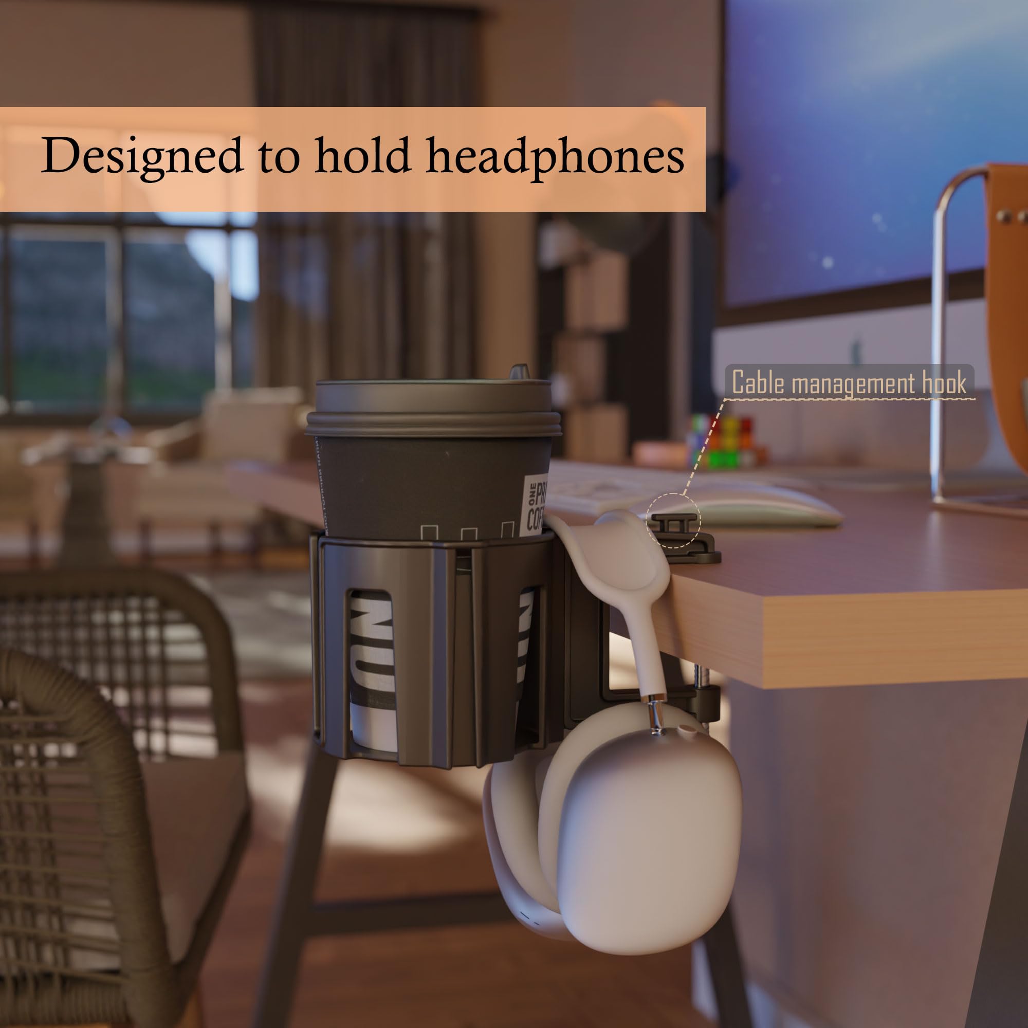 Cup-Holster dimensiones-compactas para montaje fácil en diferentes superficies