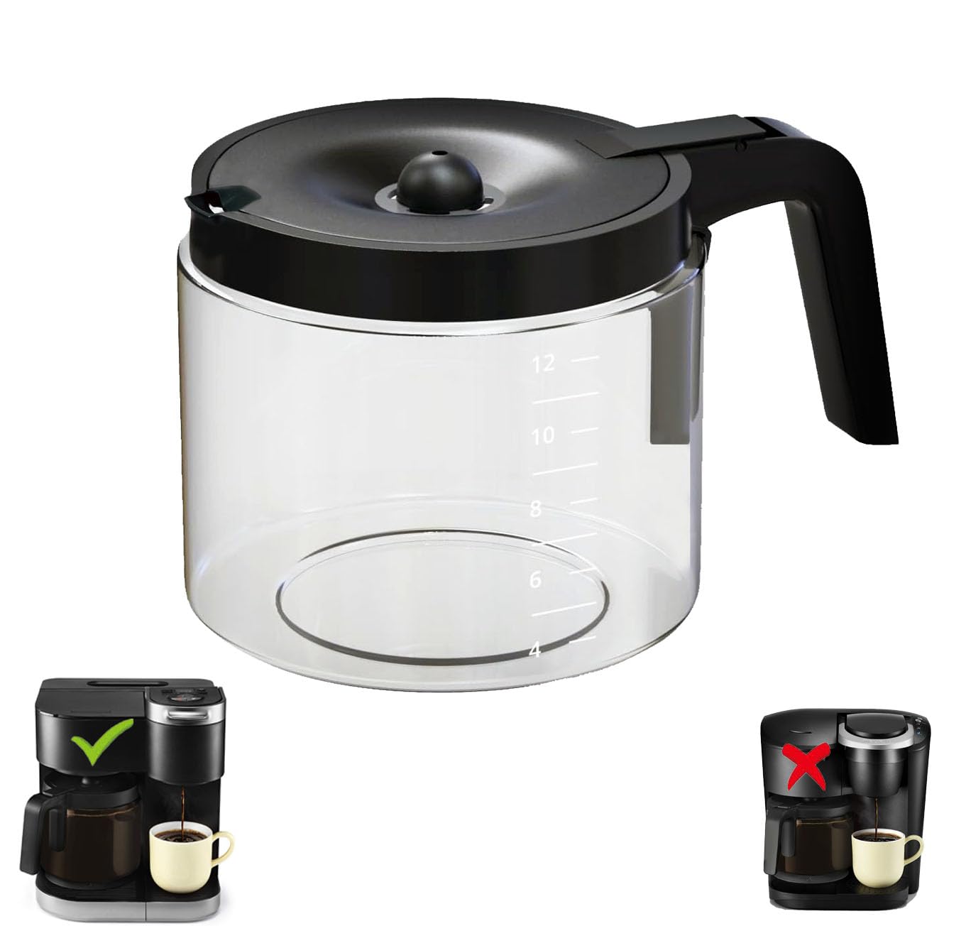 Cupall jarra de 12 tazas para Keurig K-Duo 5100, ideal para lotes grandes.