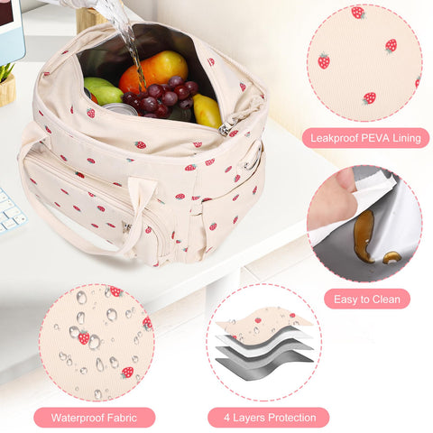 CuriBox bolsa de almuerzo con seis bolsillos para organizar utensilios y snacks.