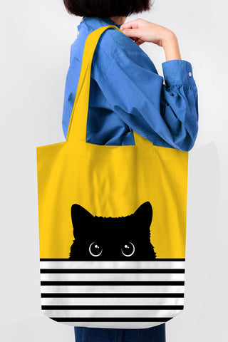 CurryFerry bolsa tote gato negro dibujo: diseño encantador para regalos.