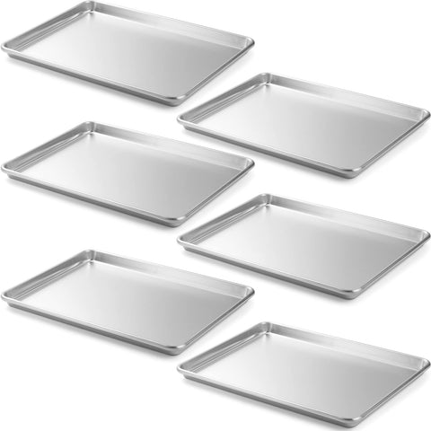 CURTA bandeja de aluminio tamaño medio 18x13, frente, ideal para hornear lotes grandes.