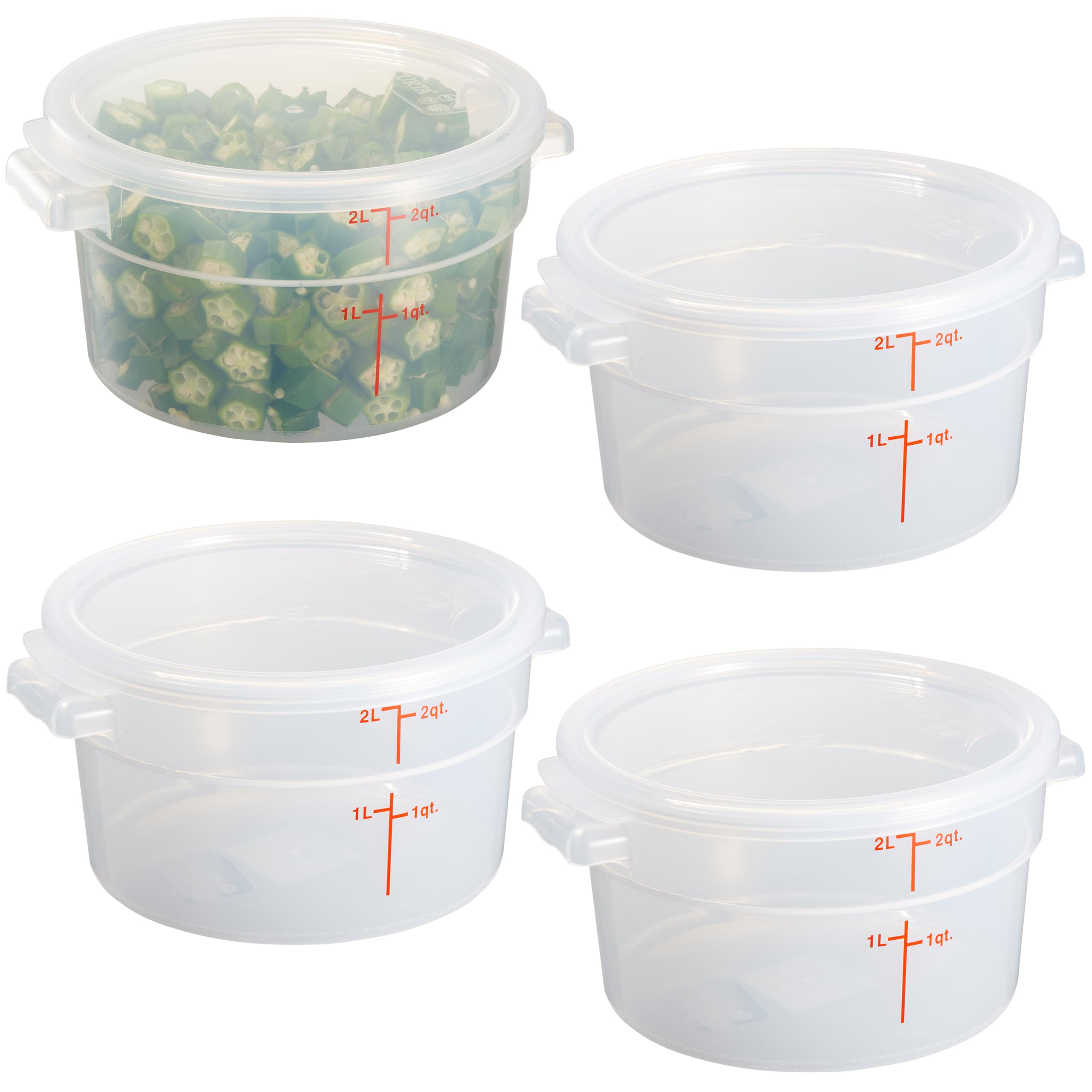 CURTA contenedor translúcido de 2 cuartos con tapa, ideal para porciones y organización.