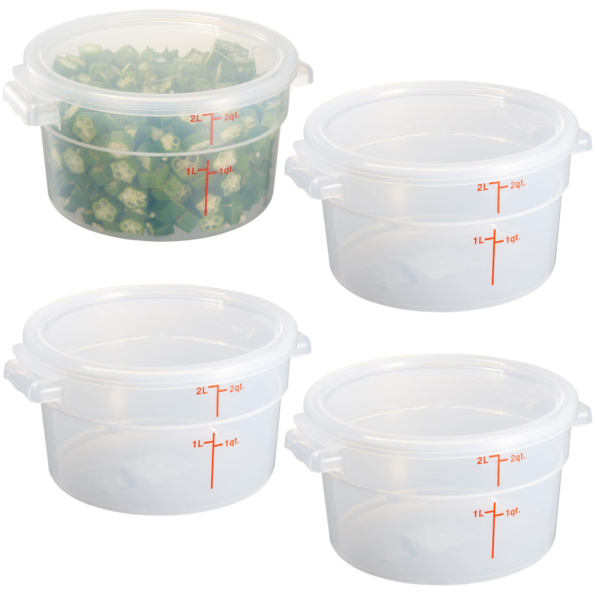 CURTA contenedor translúcido de 2 cuartos con tapa, ideal para porciones y organización.