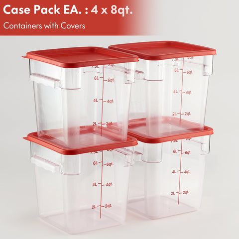 CURTA contenedores 8qt tapa roja lateral: identificación rápida de contenido y organización.