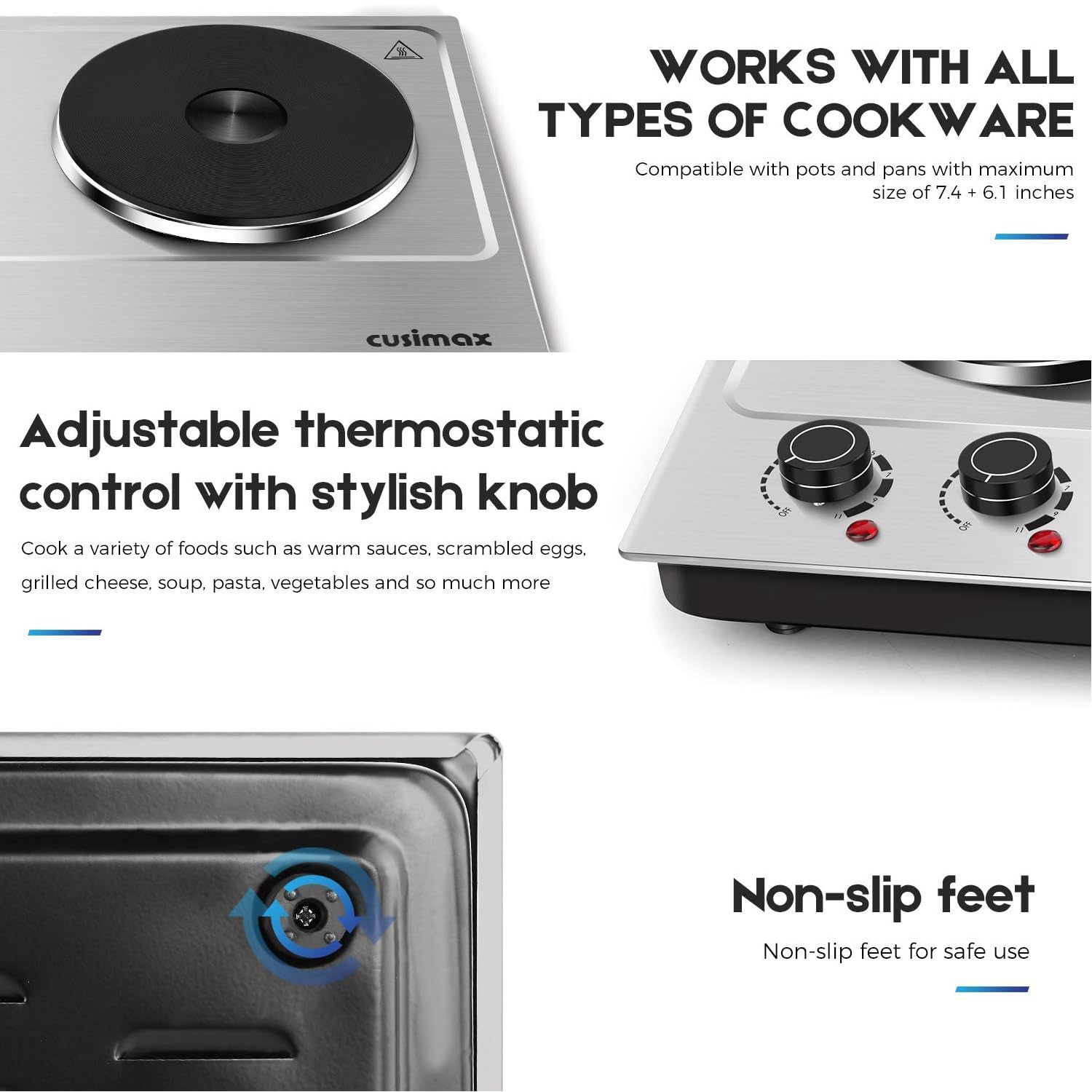 Controles de temperatura ajustables permiten recetas con precisión.