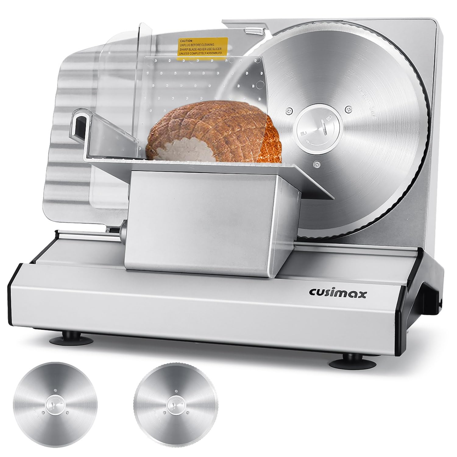 CUSIMAX cortadora de carne eléctrica con dos cuchillas removibles para rebanadas precisas
