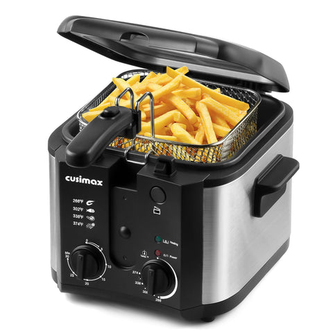 CUSIMAX freidora eléctrica con cesta de fritura para crujientes en casa.