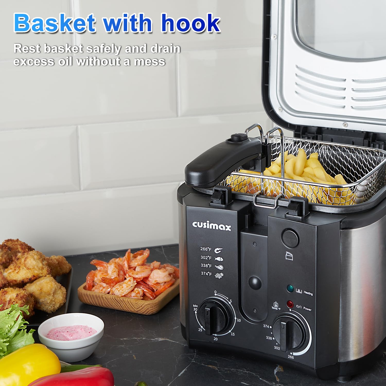 CUSIMAX freidora diseño compacto y ergonómico para cocinas pequeñas.