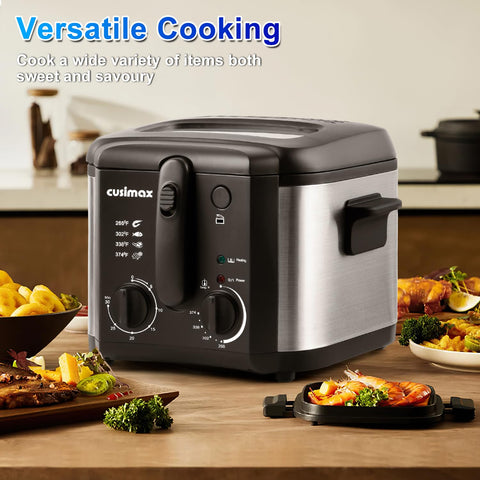 CUSIMAX freidora con termostato ajustable para recetas.