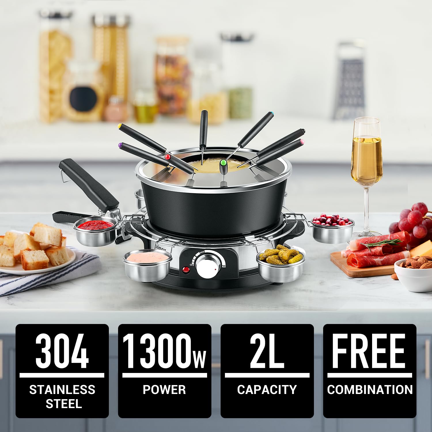 CUSIMAX fondue seis tazas para porciones durante la cena