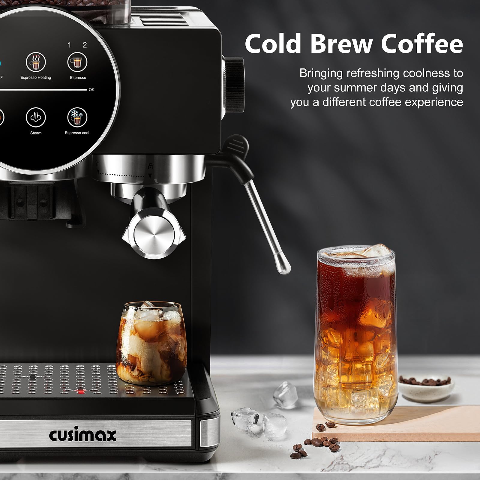 CUSIMAX Espresso: taza de espresso con crema lista para servir.