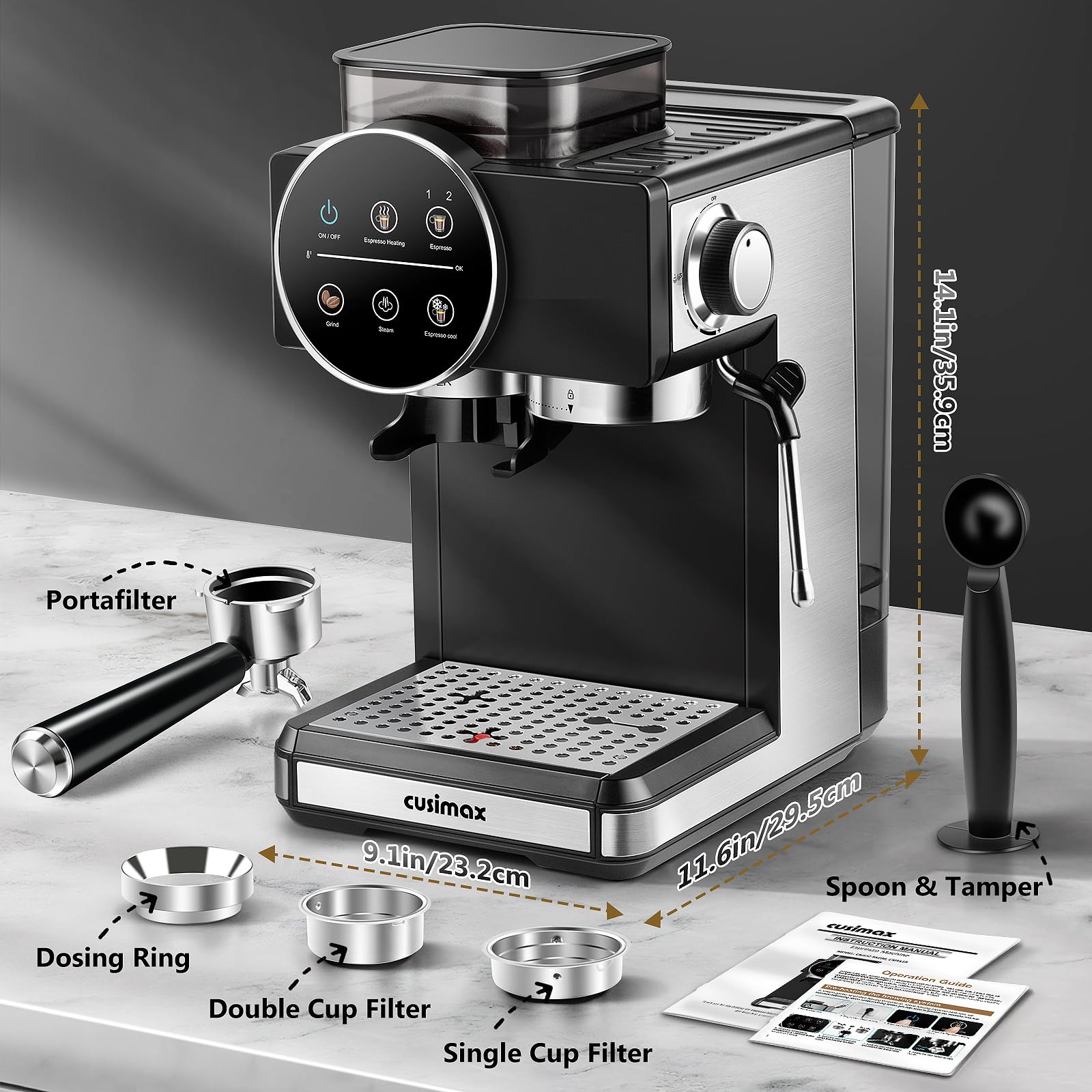 CUSIMAX Espresso: máquina compacta ideal para cocinas pequeñas.
