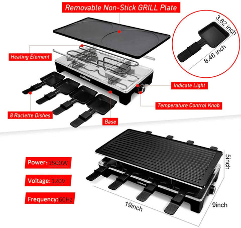 CUSIMAX Raclette: uso dos en uno para parrilla y crepes deliciosos.