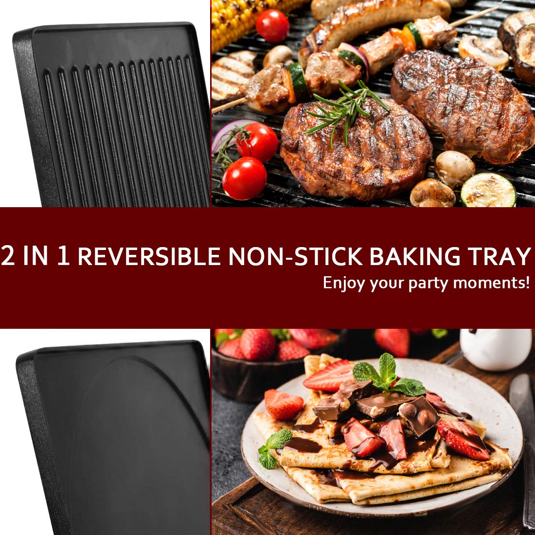 CUSIMAX Raclette: superficie ranurada para marca de parrilla y cocción uniforme.