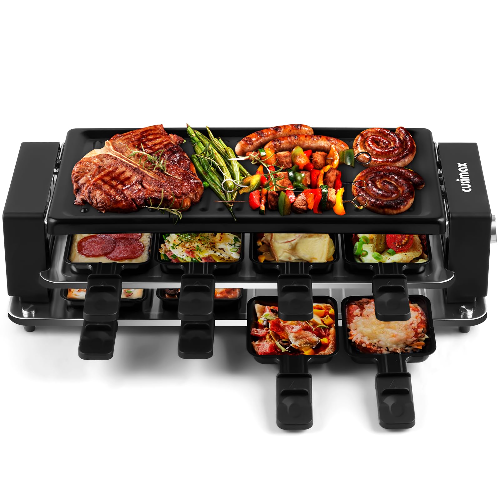 Cusimax Raclette: placa antiadherente para asar y derretir queso fácilmente.