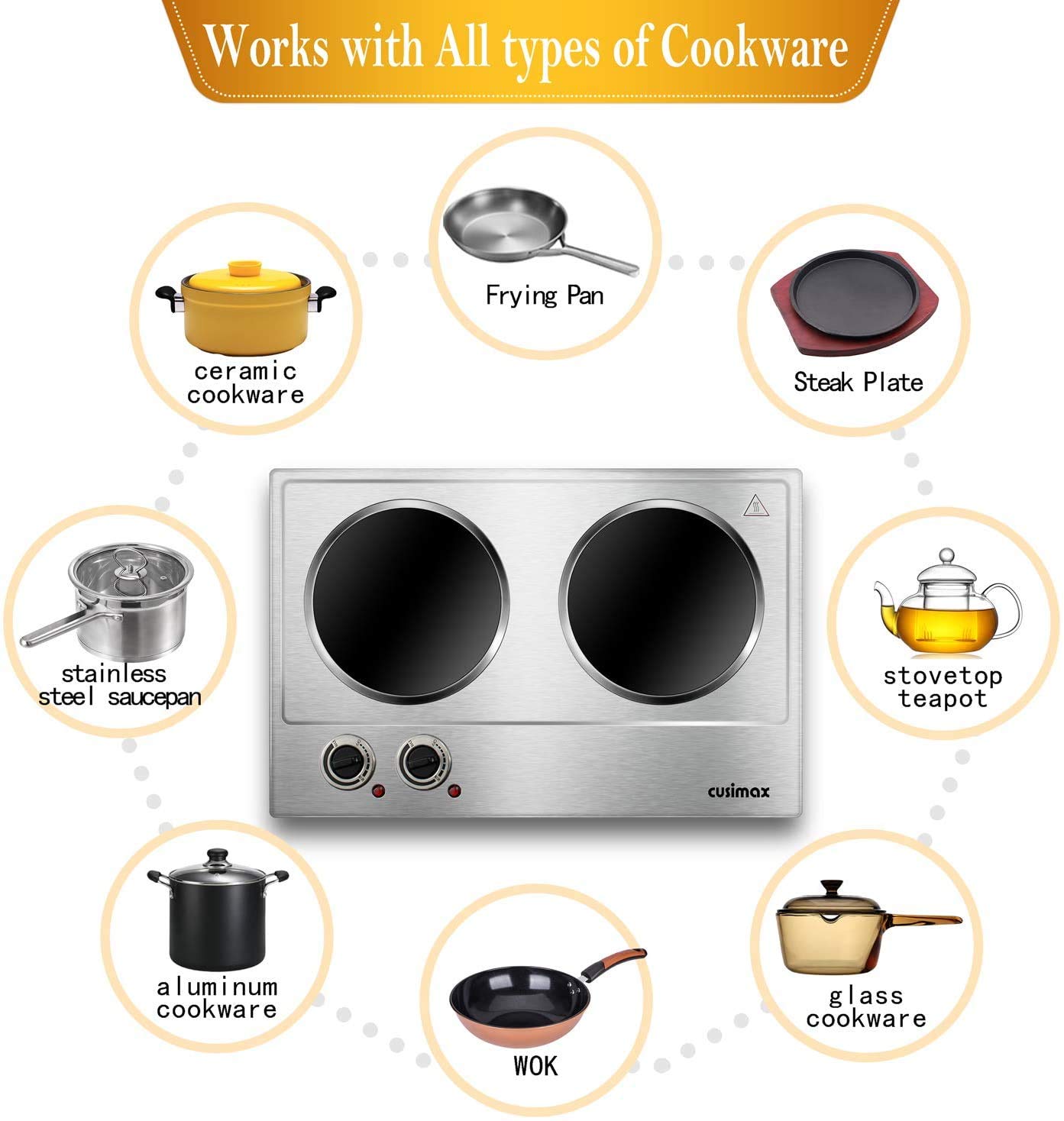 CUSIMAX superficie de vidrio fácil de limpiar tras cocinar