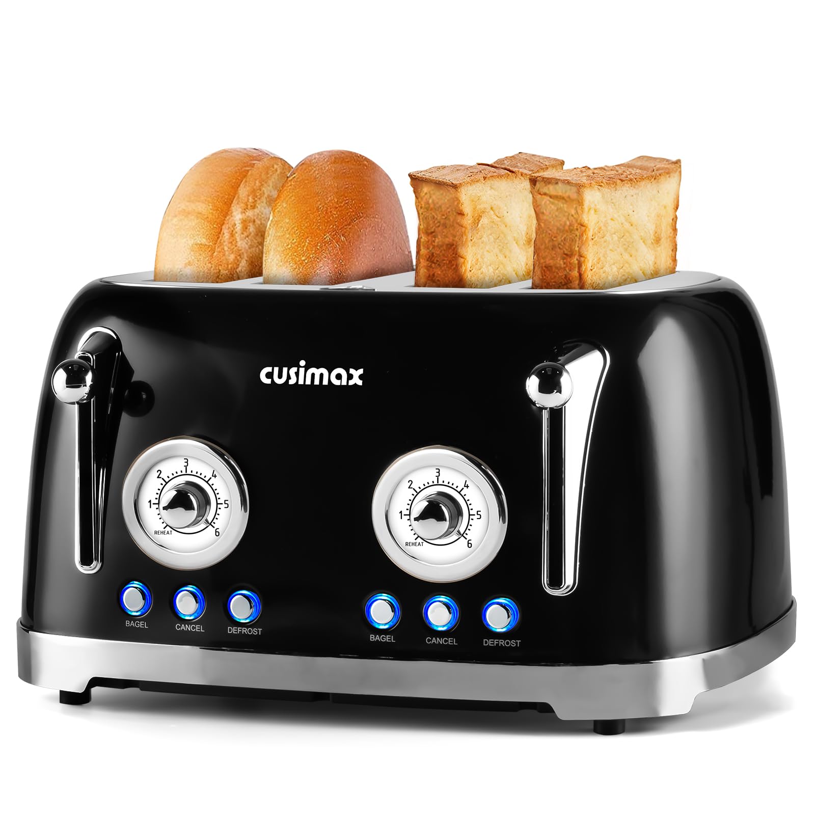 CUSIMAX Tostador con pantallas independientes para tostar dos rebanadas a la vez