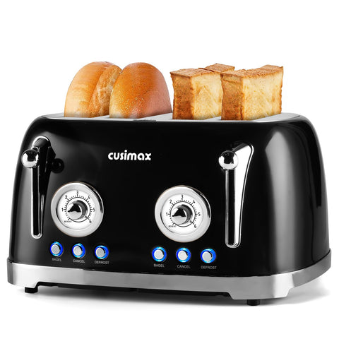 CUSIMAX Tostador con pantallas independientes para tostar dos rebanadas a la vez